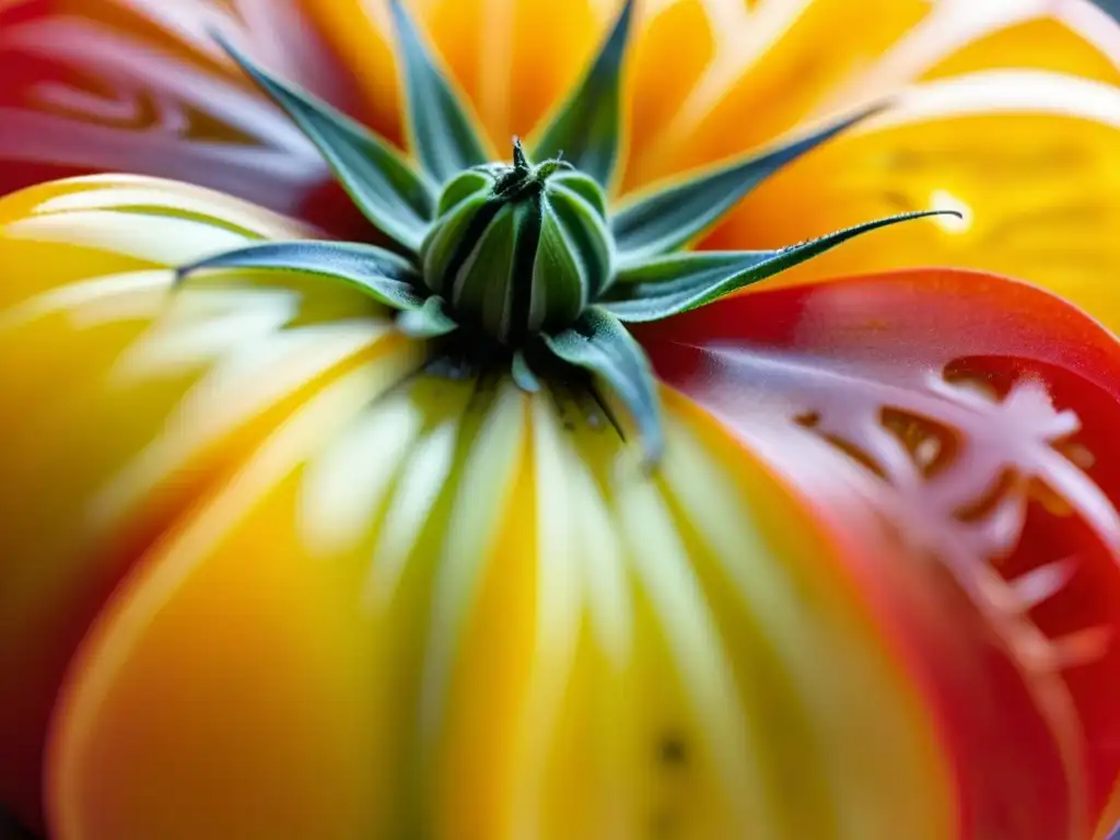 Una obra de arte natural: tomate orgánico cosechado recientemente, deslumbrando con sus colores y texturas