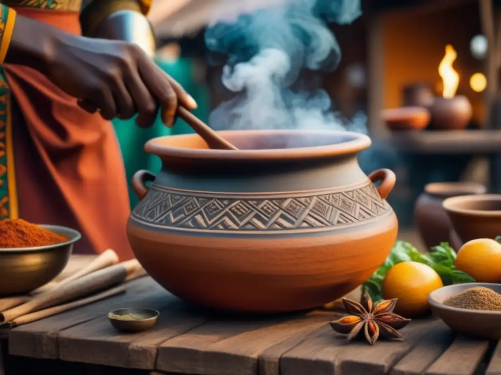 Una olla de barro africana con recetas históricas de imperios precoloniales