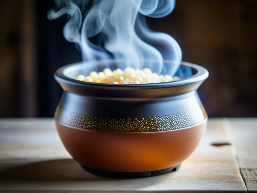 Una olla de barro antigua junto a una máquina sous vide moderna, fusionando técnicas culinarias antiguas y modernas