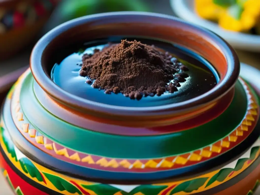 Una olla de barro mexicana con mole colorido, evocando recetas históricas y cultura gastronómica de México