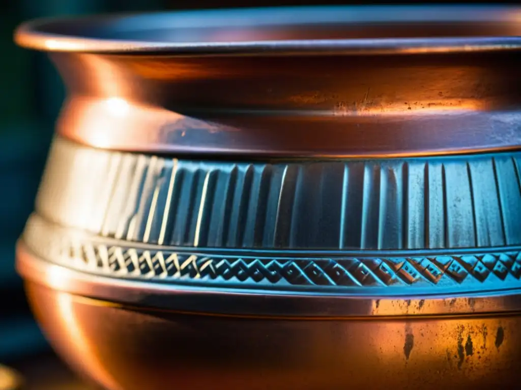 Una olla de cobre antigua, desgastada por el tiempo, refleja la importancia de las mujeres en la historia culinaria