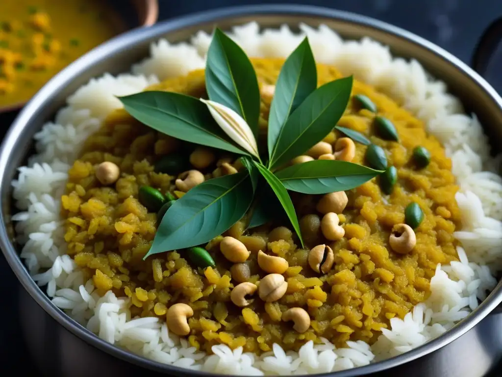 Una olla humeante de Pongal, platillo tradicional del sur de la India