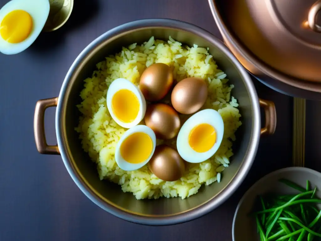 Origen y receta del Kedgeree: Mezcla de sabores británicos y asiáticos en una imagen de arroz, pescado y huevo en olla de cobre