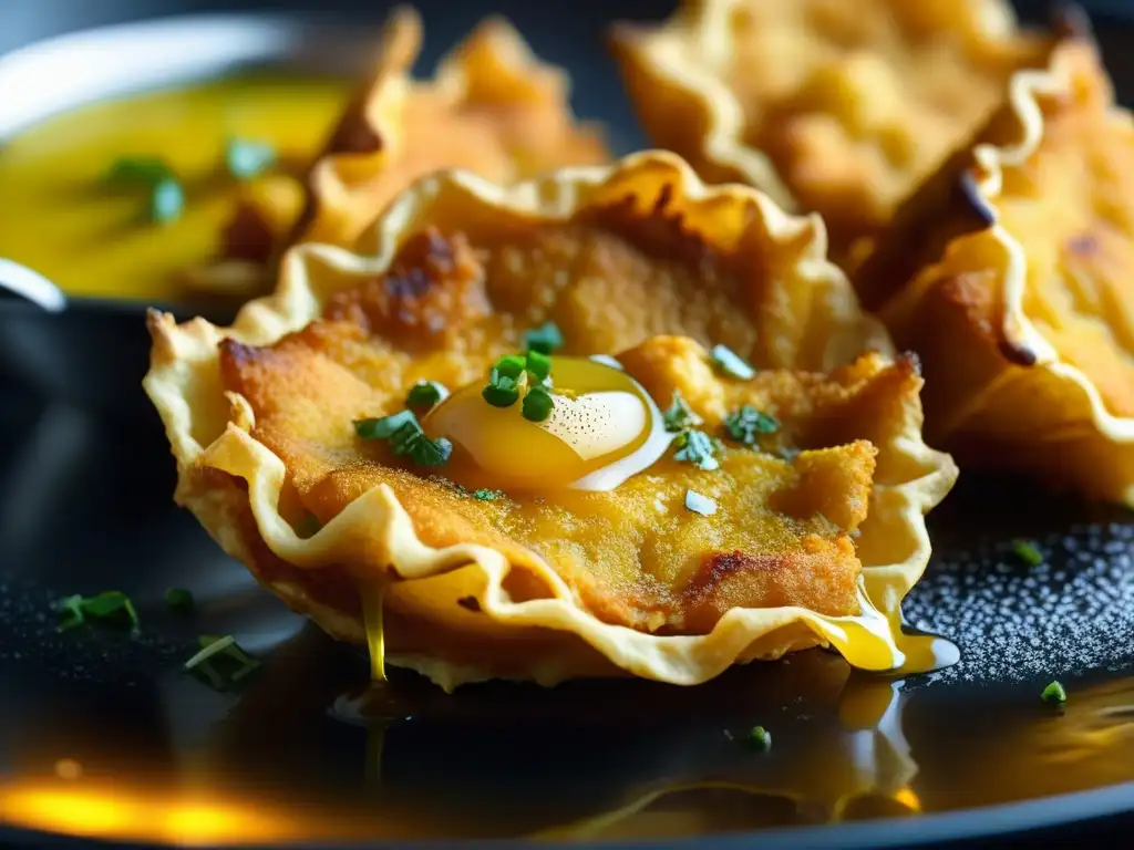 Un pakora dorado y crujiente en aceite burbujeante, evocando la historia Pakora temporada monzones con sus texturas y sabores