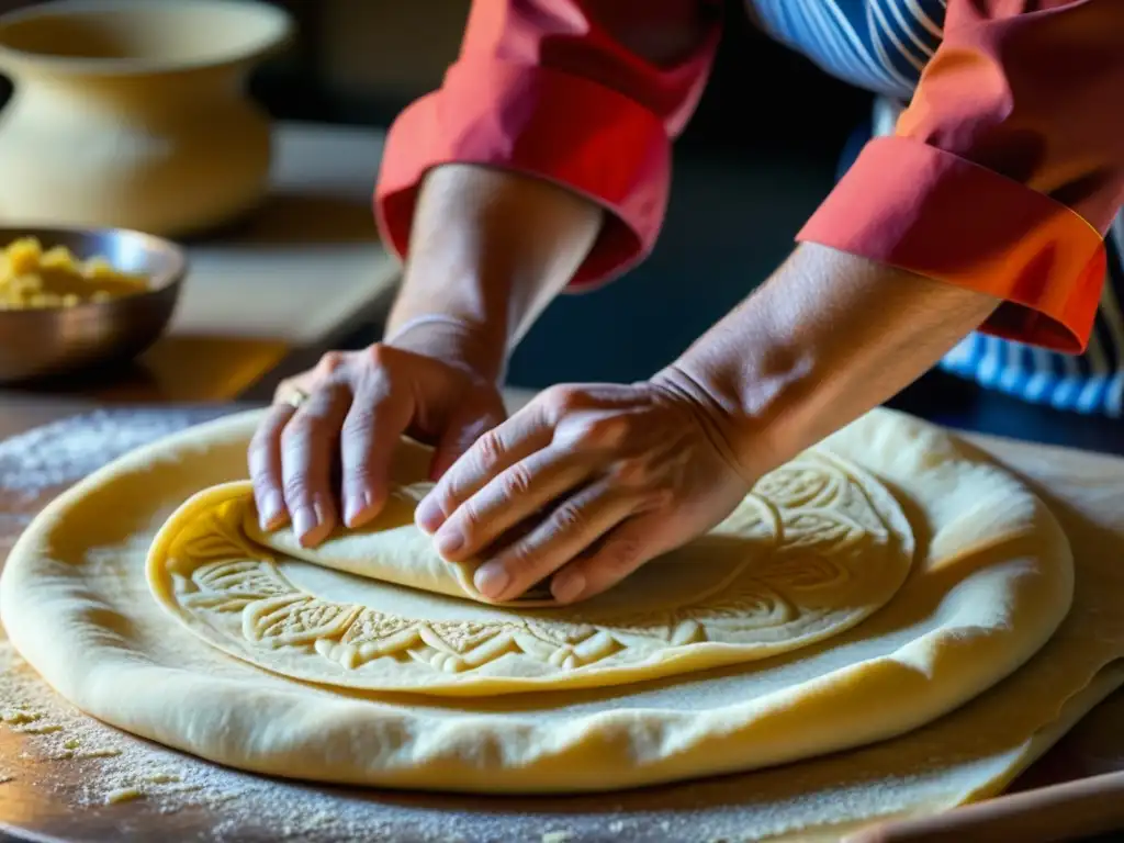 Un panadero armenio experto amasa la tradicional lavash con detalle y destreza, mostrando la historia y la receta de la cocina armenia