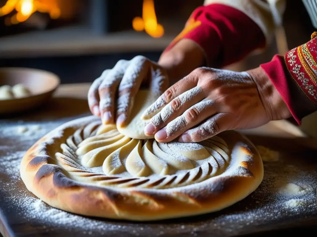 Un panadero persa moldea con destreza masa, evolución del pan cocina persa