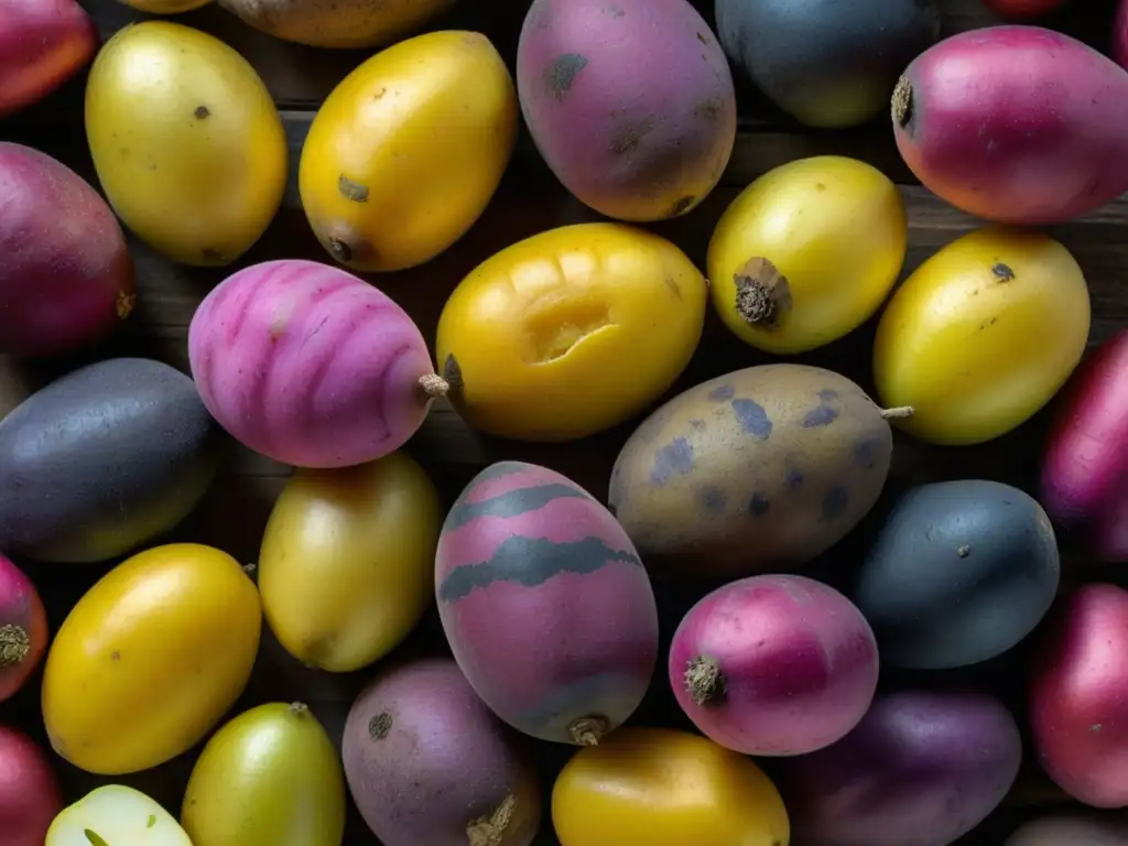 Papas de colores peruanas en un patrón visualmente impactante