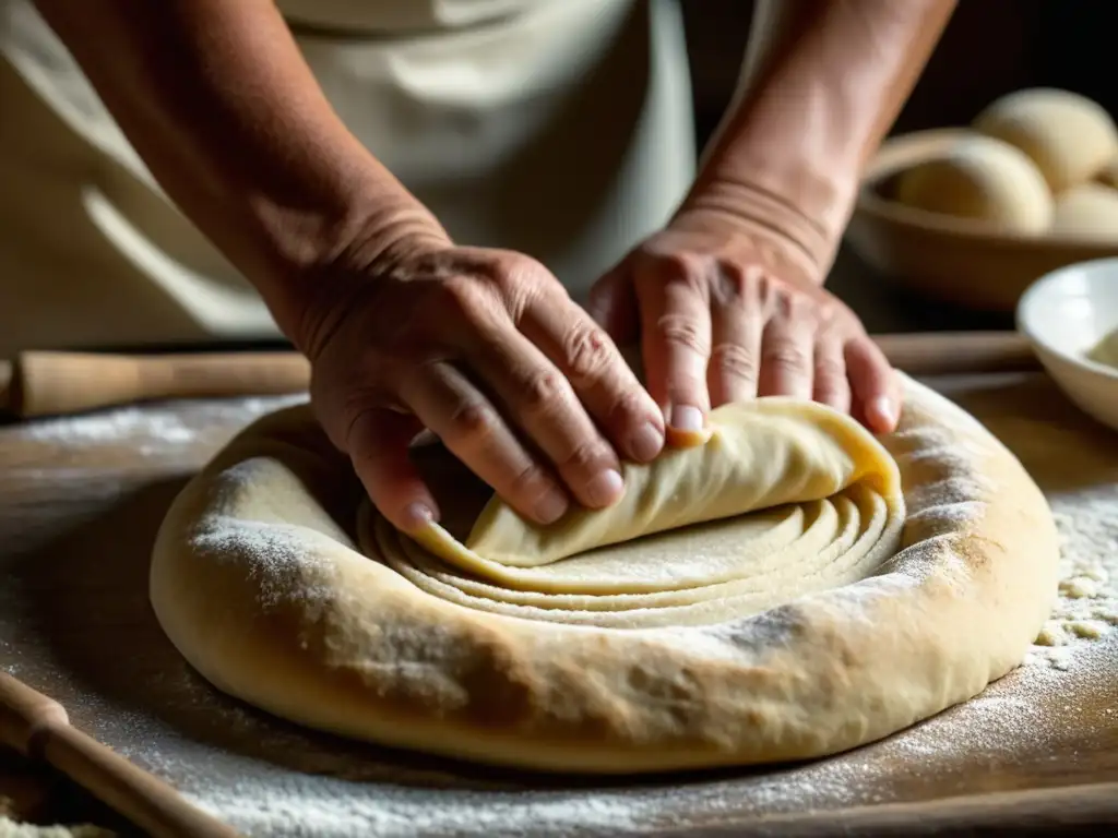 Un par de manos expertas elaborando una receta ancestral con precisión y cuidado