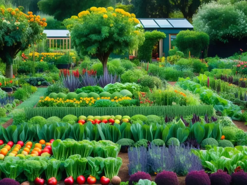 Un jardín de permacultura ancestral rebosante de vida y color