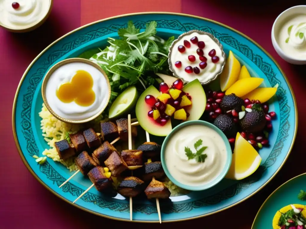 Un festín persa meticulosamente elaborado que destaca la rica herencia culinaria