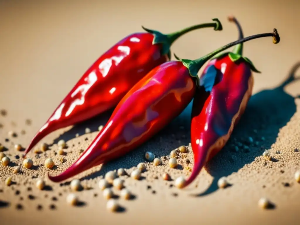 Pimientos Piri Piri rojos secándose bajo el sol saheliano, destacando la importancia histórica de especias Sahel