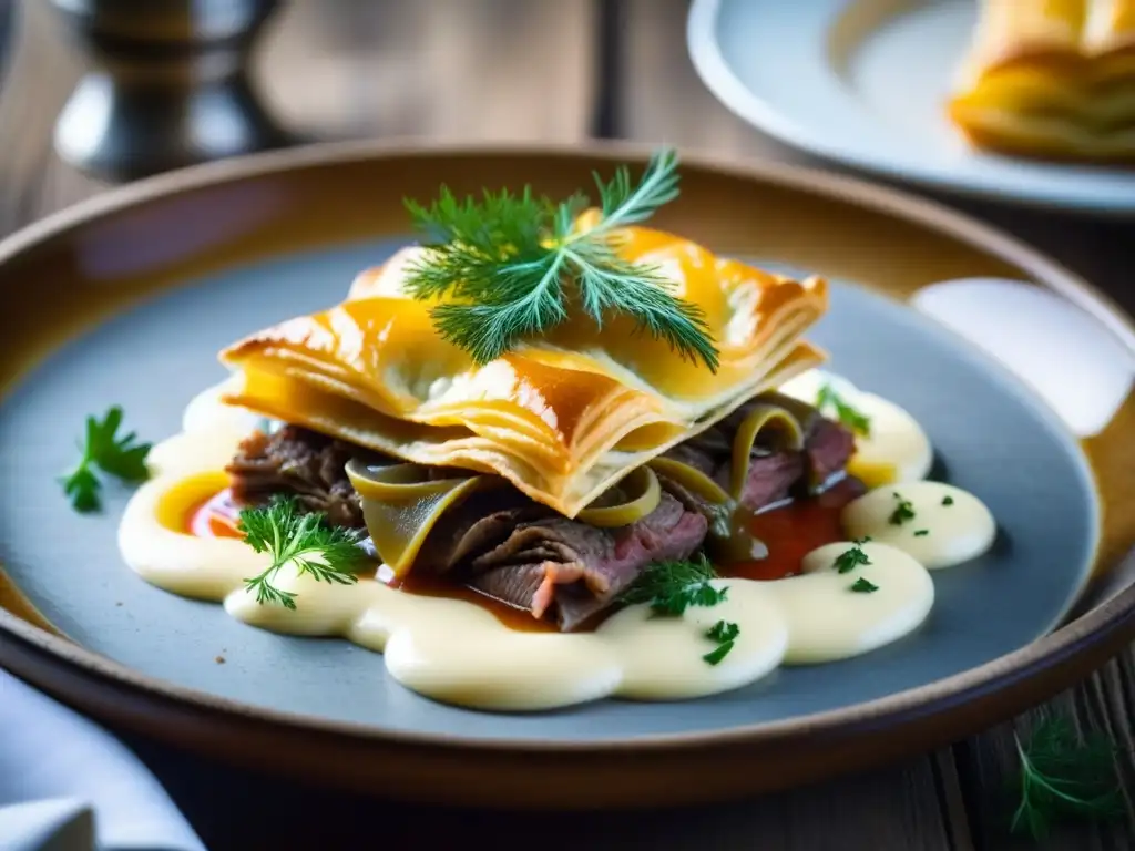 Un plato exquisito que fusiona la gastronomía francesa y rusa en una armonía de sabores y colores