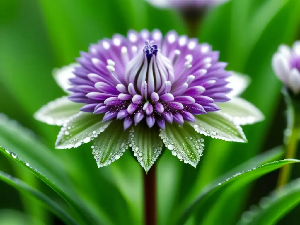 Chía en plena floración, con flores blancas y moradas sobre hojas verdes exuberantes