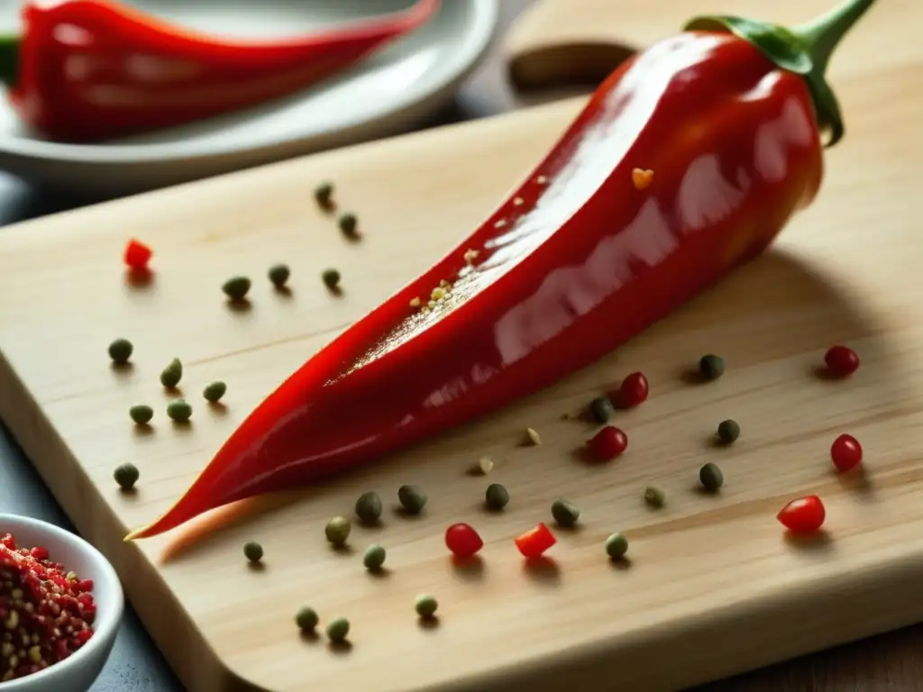 Preparación detallada de chili rojo para sambal en Indonesia