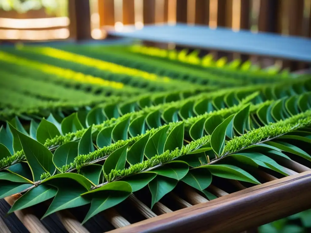 Proceso detallado de secado de hojas de yerba mate bajo el sol sudamericano