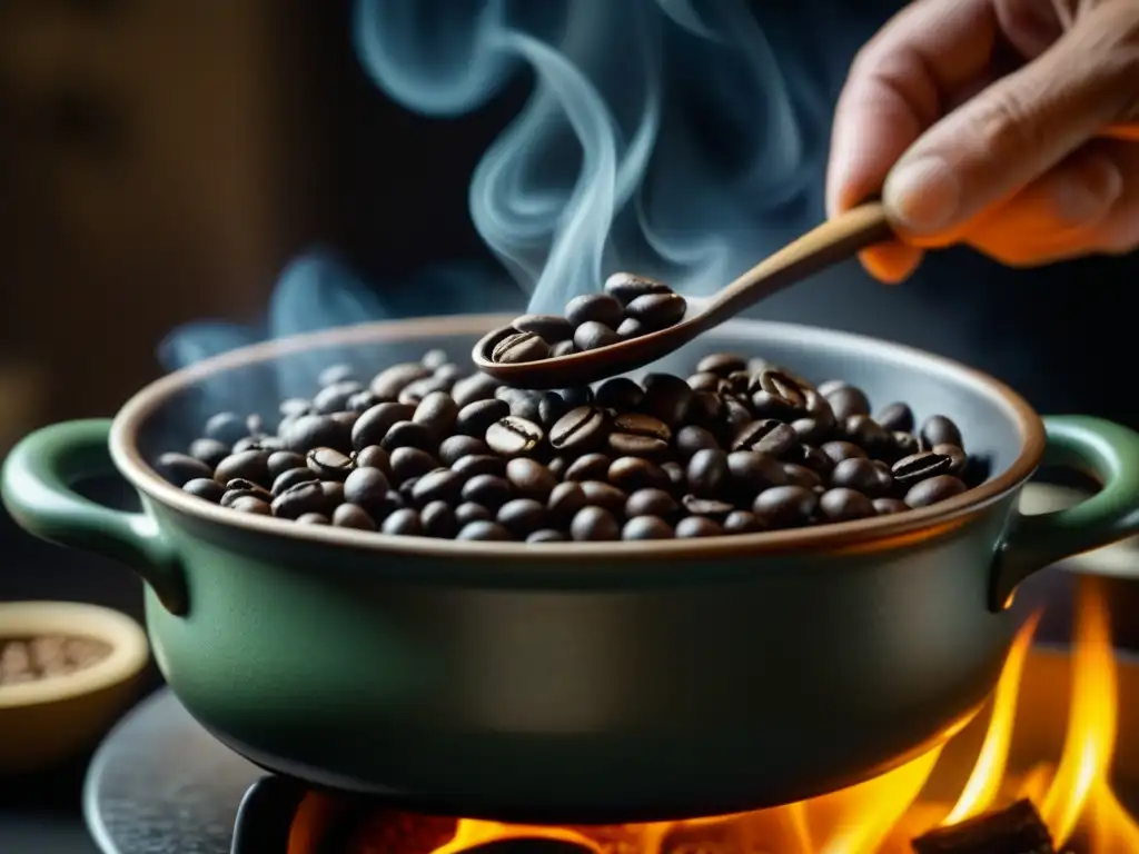 Proceso histórico de tostado de granos de café en sartén de cerámica sobre fuego abierto, Recetas históricas culturales especialidad cafeteras