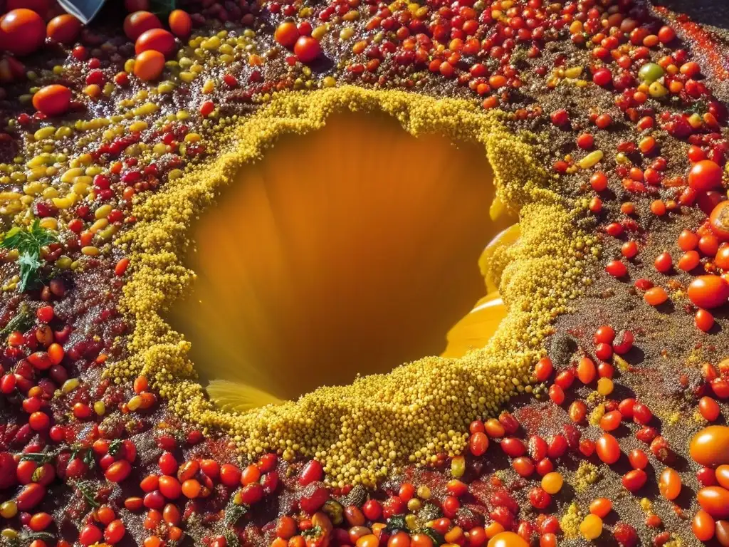 Pulpa de tomates aplastados en La Tomatina, Buñol, España