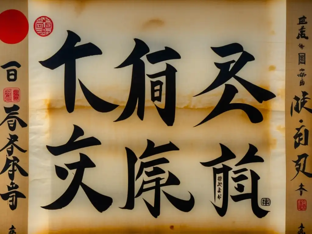 Receta japonesa milenaria en pergamino envejecido Receta impresa en pergamino antiguo con caligrafía japonesa de la Era Edo