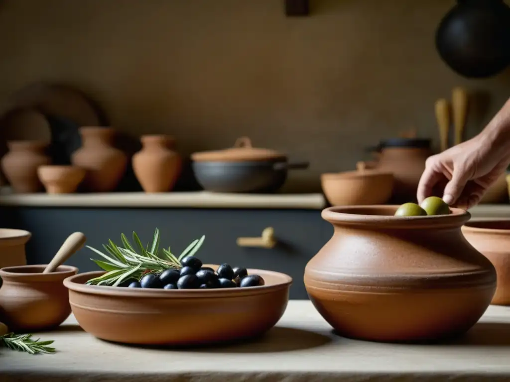 Las recetas históricas de la Roma Antigua cobran vida en una escena detallada de una cocina romana