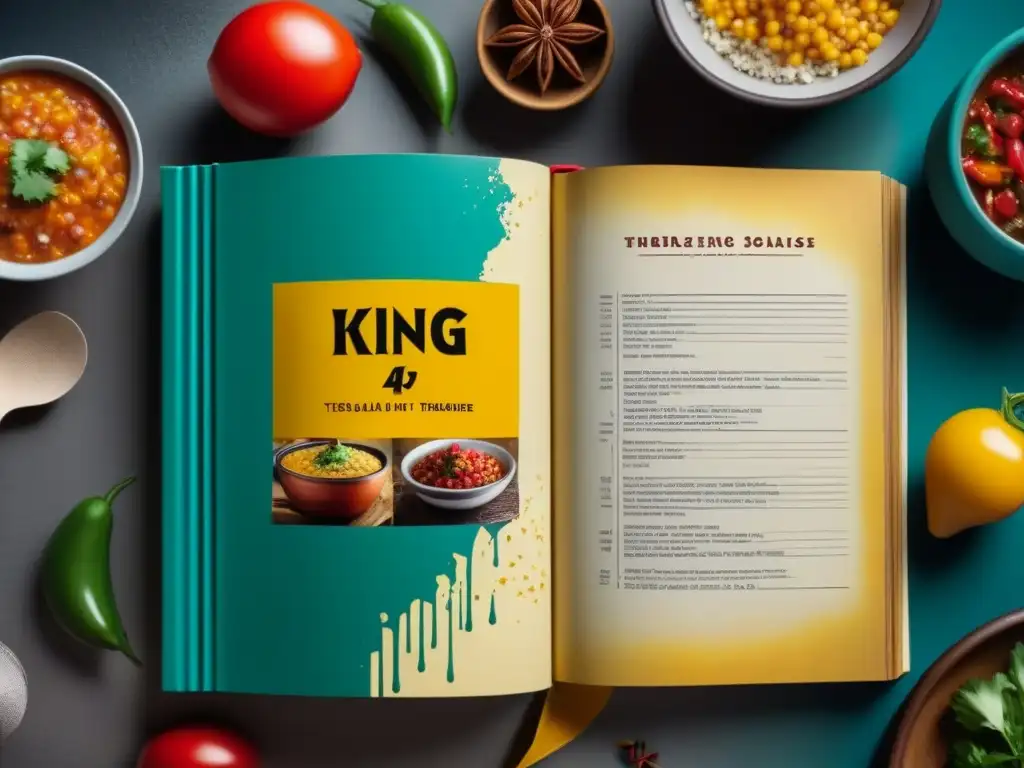 Recetas TexMex históricas redescubiertas: Un libro antiguo con notas manuscritas y salpicaduras de ingredientes coloridos