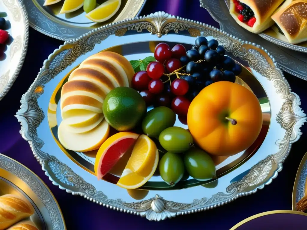 Un festín renacentista de recetas históricas culturas épocas contexto en un plato de plata ornamentado