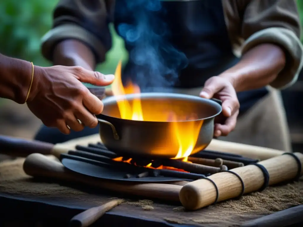 Un retrato detallado de la técnica culinaria tradicional con el uso histórico de combustibles sostenibles