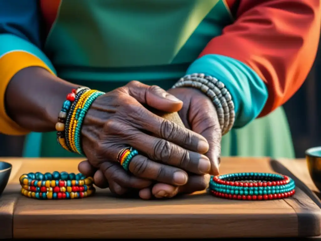 Retrato emotivo de manos expertas preparando platos sudafricanos, simbolizando la resistencia y preservación cultural en tiempos difíciles