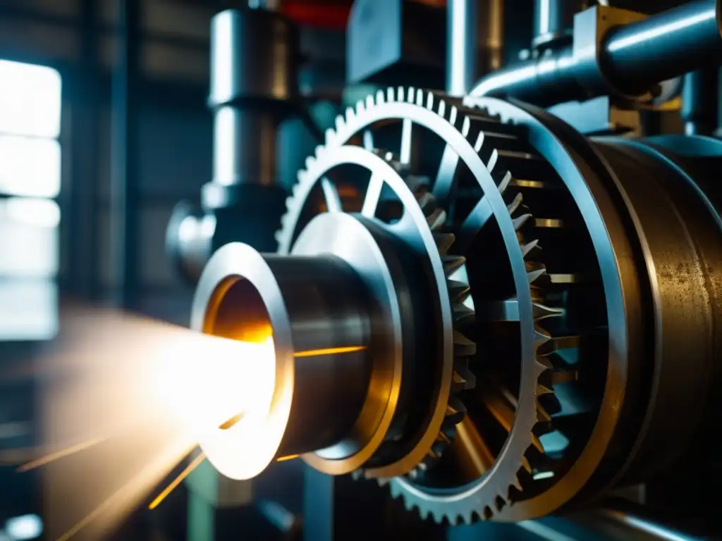 La Revolución Industrial dietas europeas cobra vida en una imponente máquina de procesamiento de alimentos en una fábrica oscura y llena de vapor