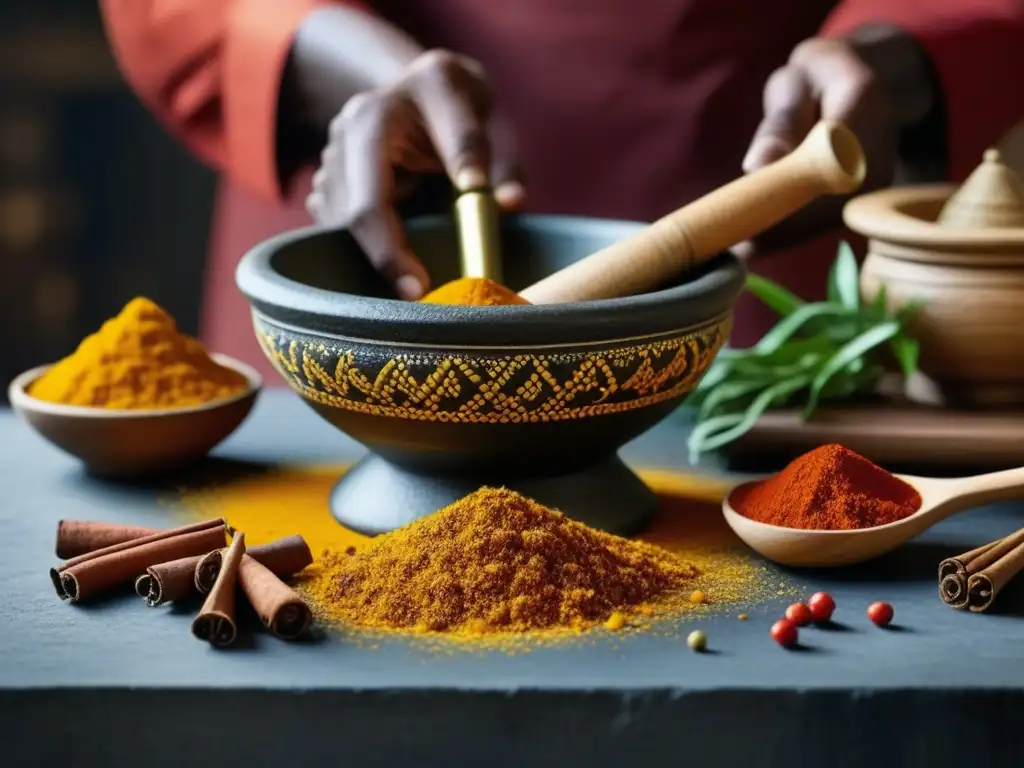 La rica historia de la gastronomía africana se refleja en la molienda de especias vibrantes