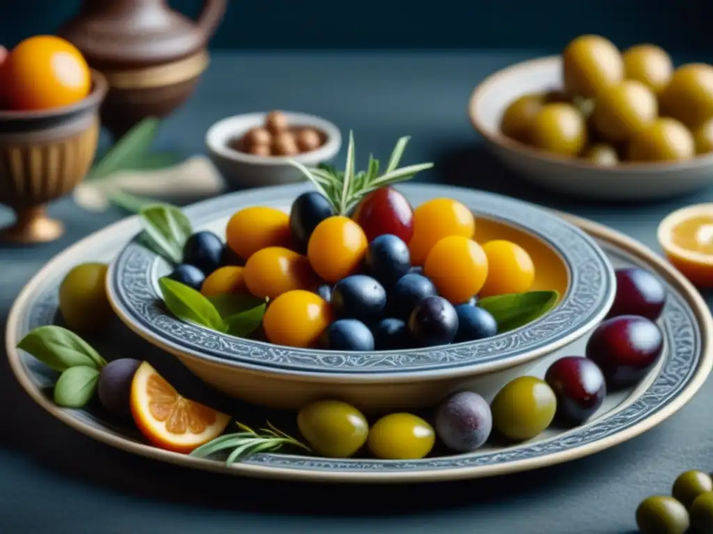 Deléitate con los sabores de la cocina romana en este exquisito plato romano meticulosamente decorado