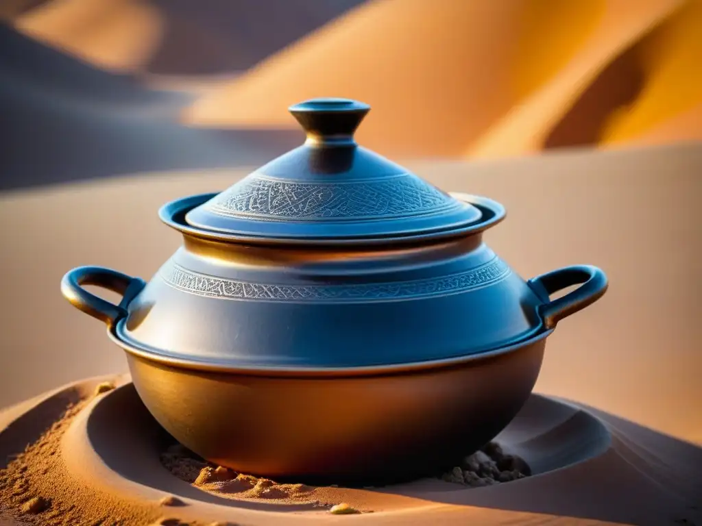 Un tagine tradicional en el desierto, reflejando adaptaciones culinarias en ambientes áridos