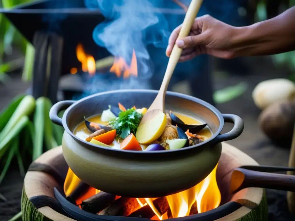 Técnica de cocción en Micronesia: Cocina tradicional con raíces y mariscos en leche de coco sobre fuego abierto