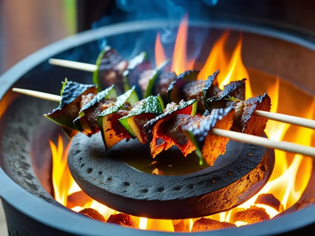 Técnicas Mongolas en Cocina India: Detalle de cordero Tandoori en horno de barro, entre vendedores de especias y entusiastas culinarios en Nueva Delhi