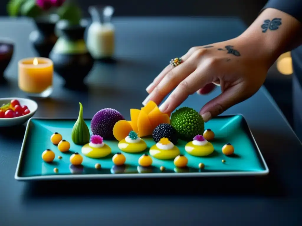 Transformación tecnológica en la cocina: Chef crea platos de arte molecular con precisión y creatividad