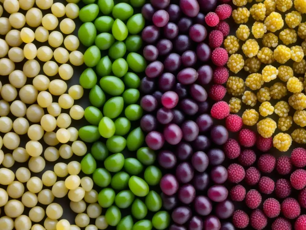 Textura y color de granos ancestrales como quinoa, amaranto y teff