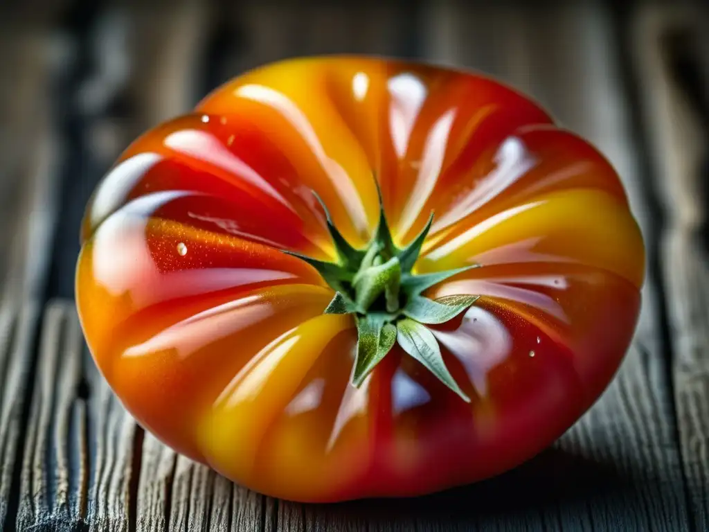 Una tomate heredado vibrante y detallado, reflejando la diversidad de ingredientes cocina criolla redescubiertos