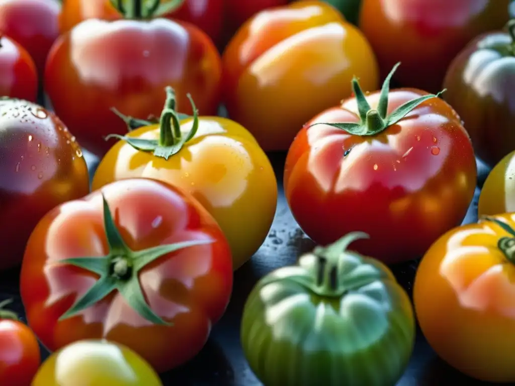 Tomates orgánicos en tradiciones culinarias: Detalles vibrantes y frescos en un mercado de agricultura sostenible