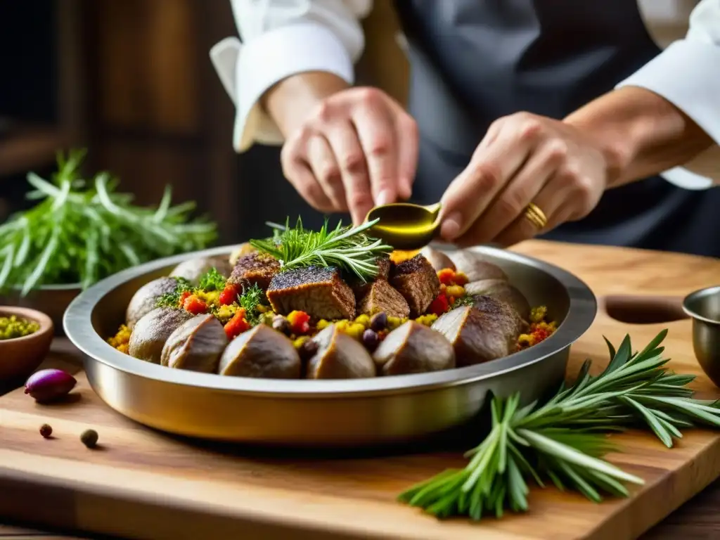 El hábil chef turco prepara con esmero una receta histórica de la cultura turca en una cocina rústica