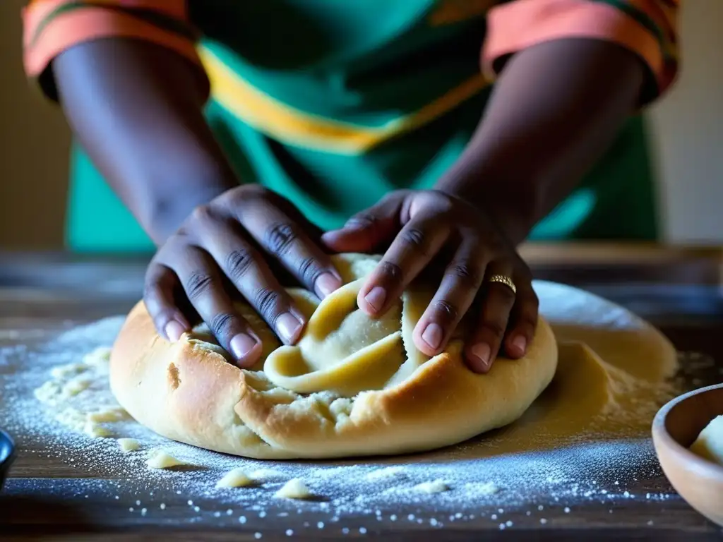 Unidas en la cocina, manos amasan masa para pan sudafricano