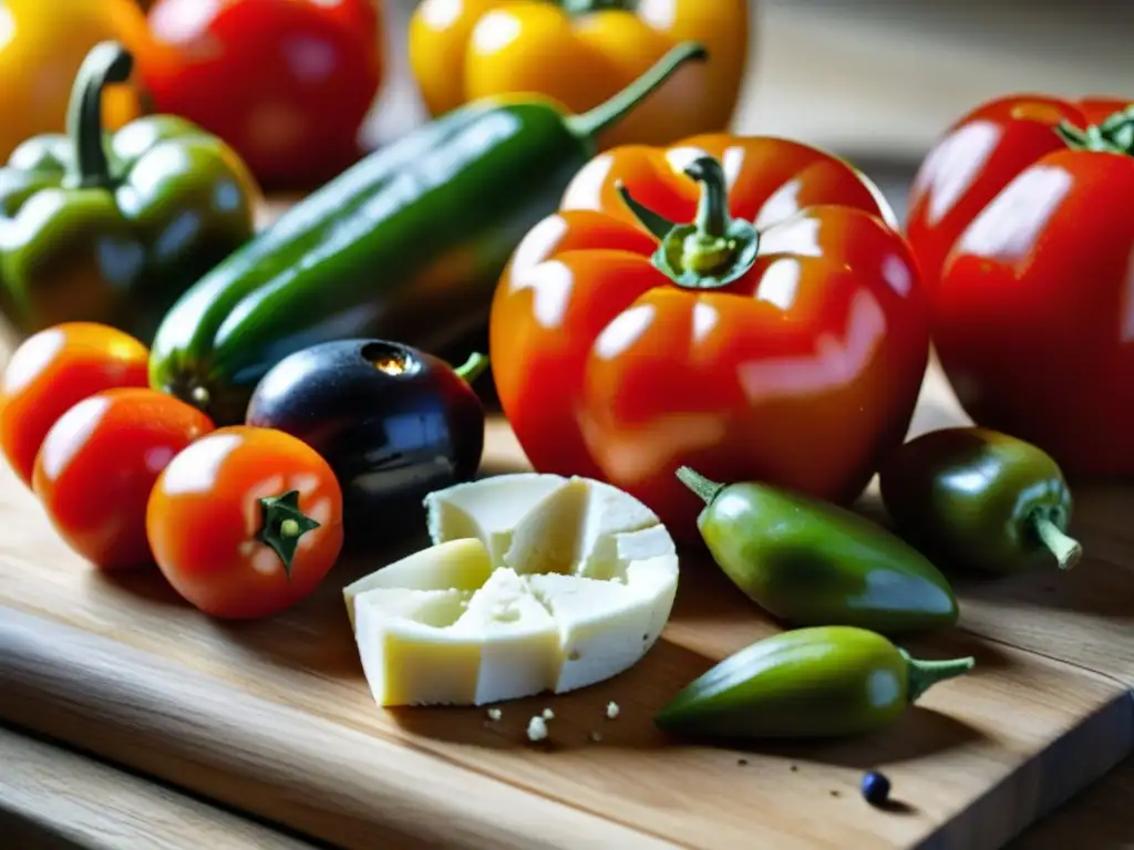 Variedad de ingredientes frescos del Mediterráneo en una mesa rústica, reflejando la influencia dieta mediterránea en América