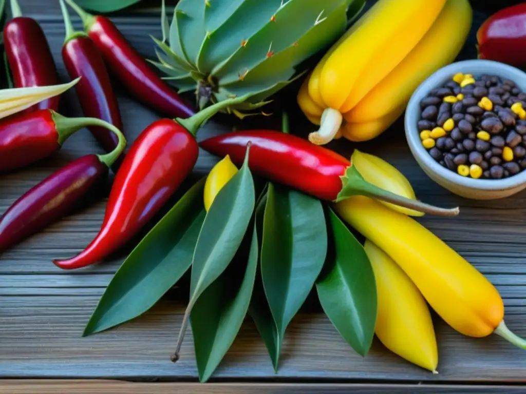 Una variedad de ingredientes indígenas coloridos en la Dieta indígena Conquista del Desierto