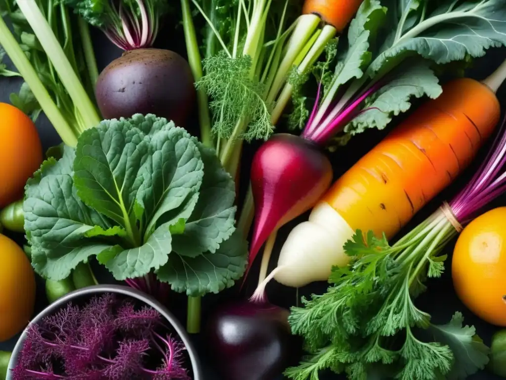 Una variedad vibrante de verduras y hierbas en cocina nórdica