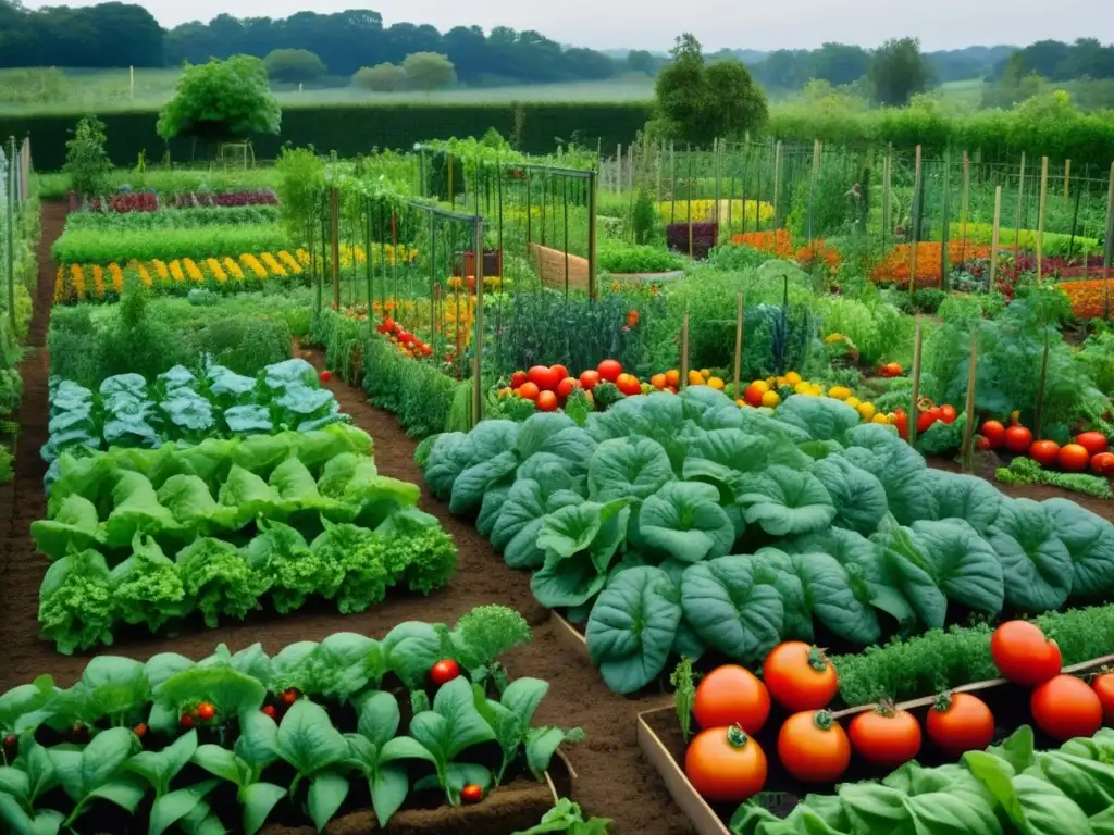 Un jardín de vegetales floreciendo en medio de la batalla de las Guerras Napoleónicas, simbolizando autonomía alimentaria