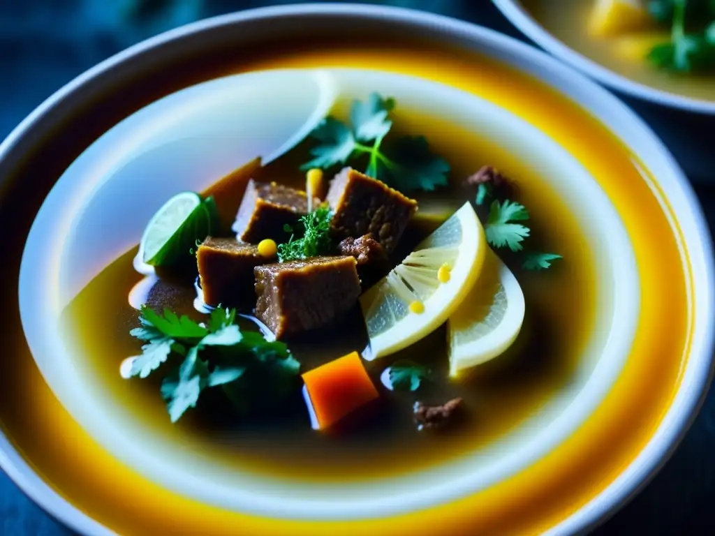 Un viaje culinario a través de las recetas históricas de sopas sahelianas, capturando la esencia de sabores y colores en un tazón humeante