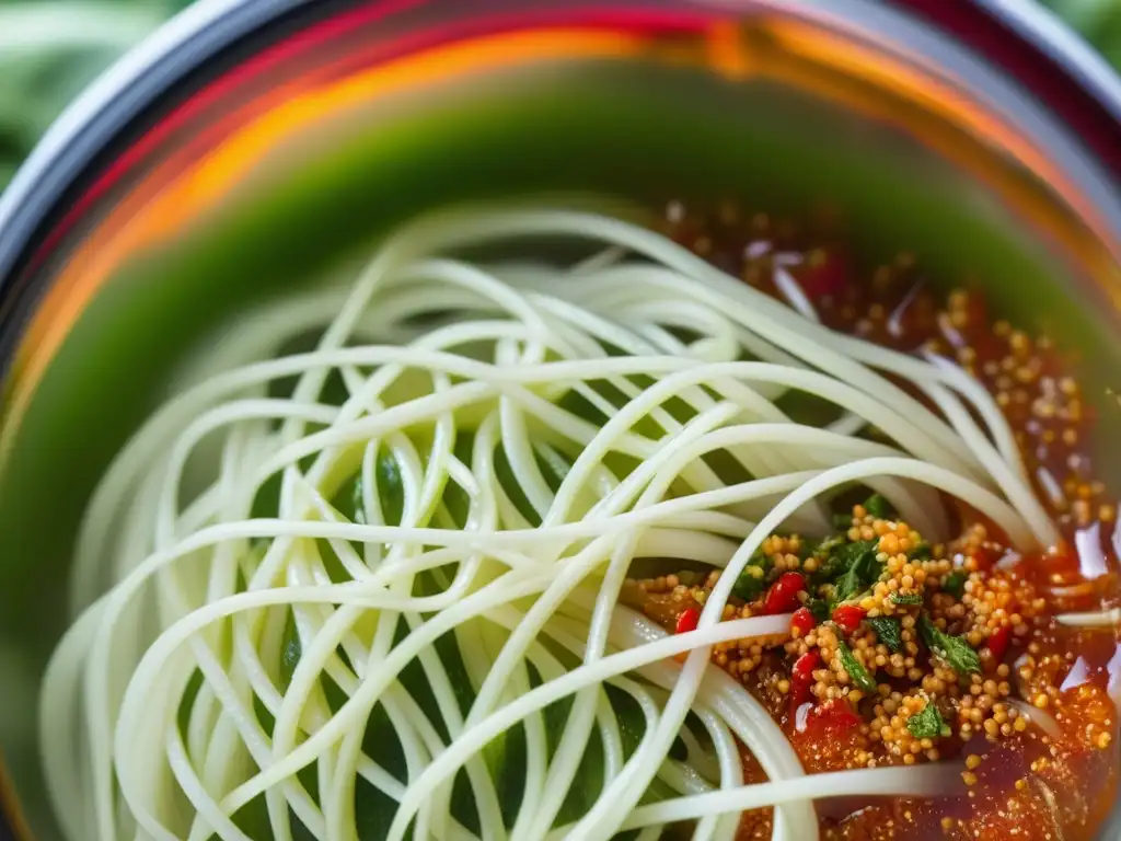 Un viaje visual a las recetas ancestrales asiáticas: fermentación arte en un tarro burbujeante de kimchi, con colores vibrantes y texturas detalladas