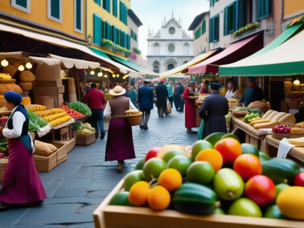 Vibrante comercio de alimentos en el Renacimiento italiano