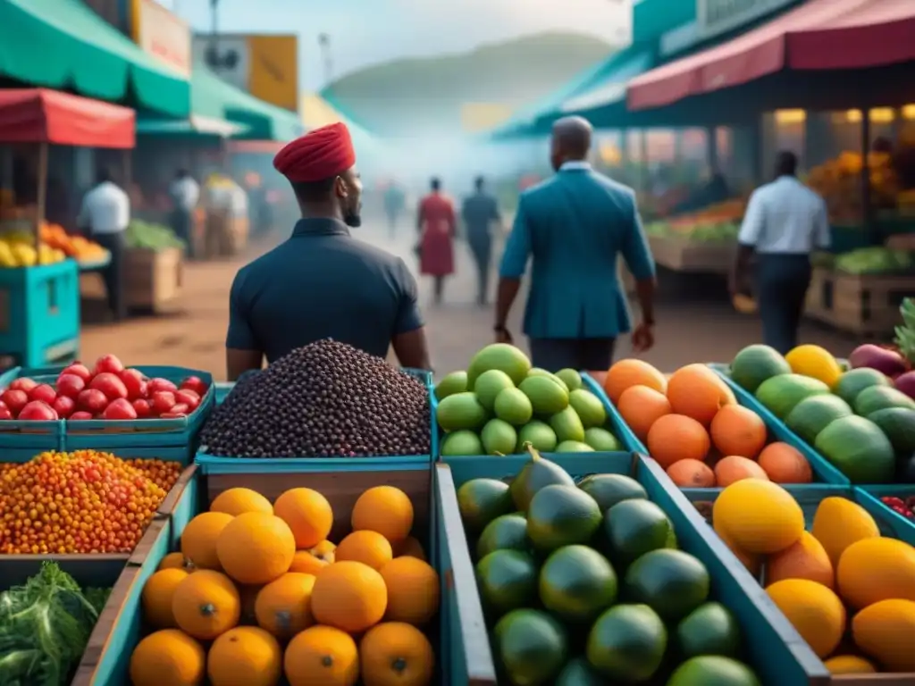 Vibrante mercado sudafricano con influencia de leyes del Apartheid en la dieta local, uniéndose a través de alimentos