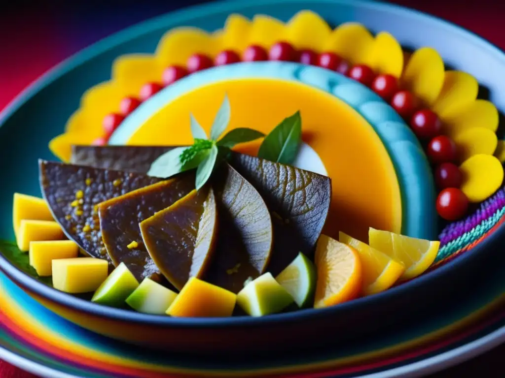 Una reinterpretación vibrante de un plato Andino tradicional, con una presentación artística y colorida