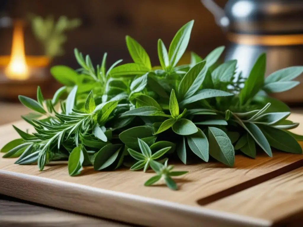 Una vista detallada de hierbas aromáticas usadas en la cocina de la Antigua Grecia