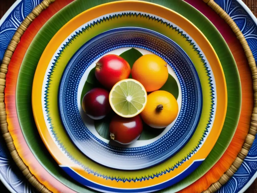 Una vista detallada de un plato ceremonial tradicional del Pacífico, resaltando la importancia de la comida en los ritos de la región